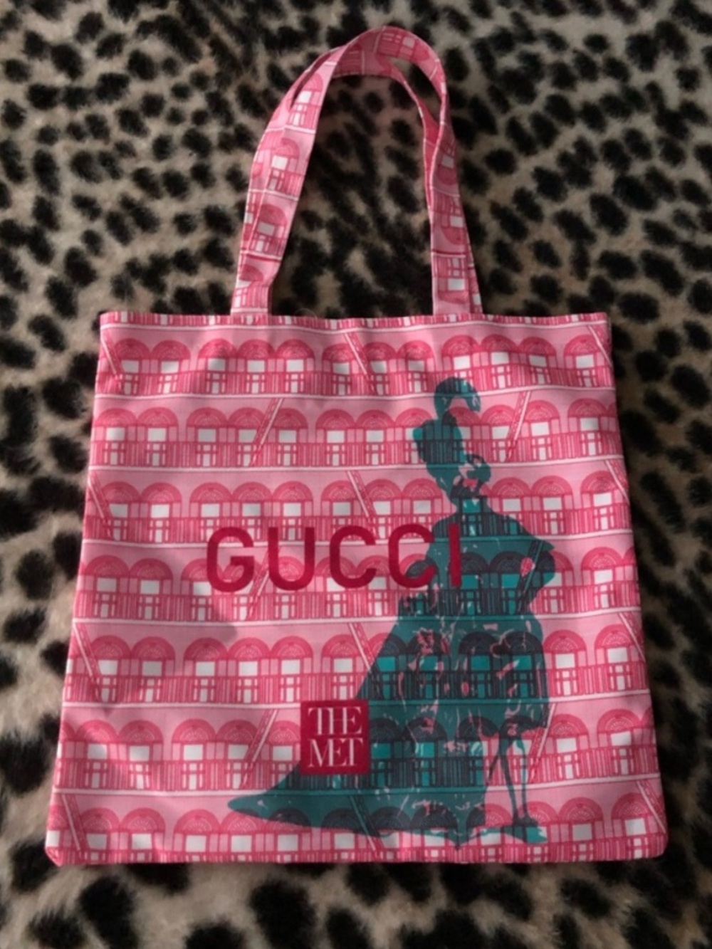 Gucci x The MET Limited Edition Novelty Tote Bag | Pink and Green | NEW